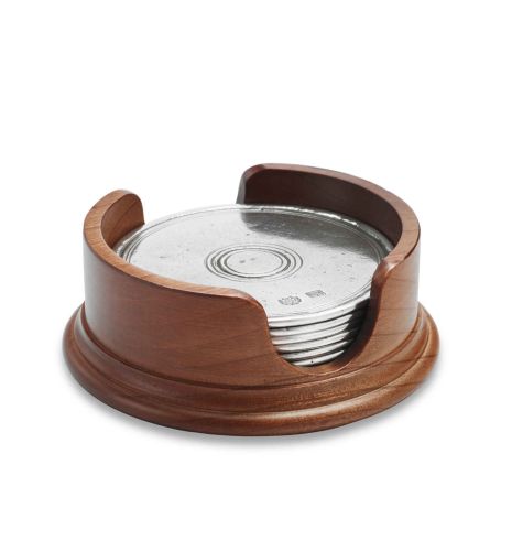 Match  Round Coasters W/Wood Base, Set/6 M959.6